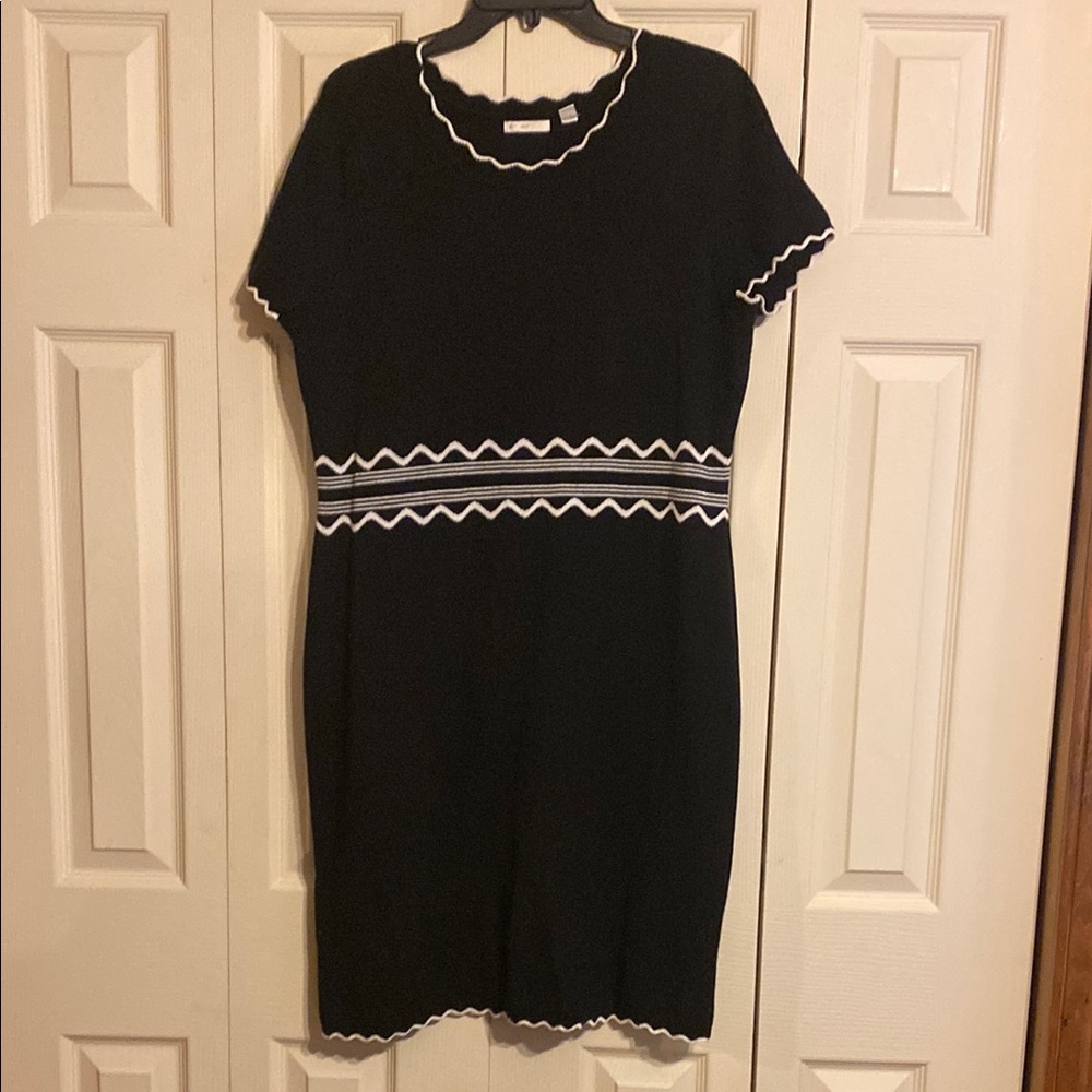 Elegant Black Dress with White Accents